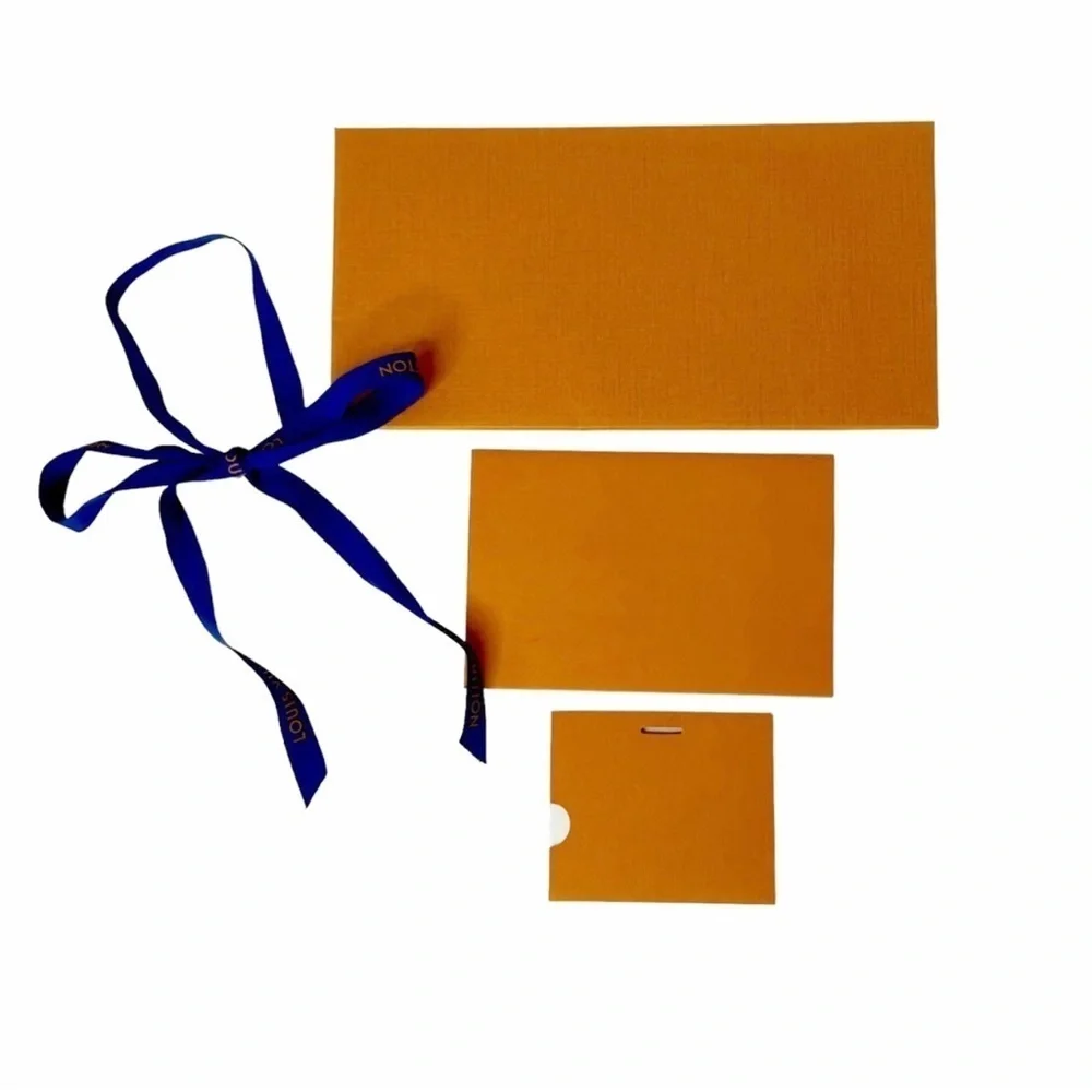AUTHENTIC LOUIS VUITTON Gift card Receipt cards Ribbon Bundle Orange Blue Logo